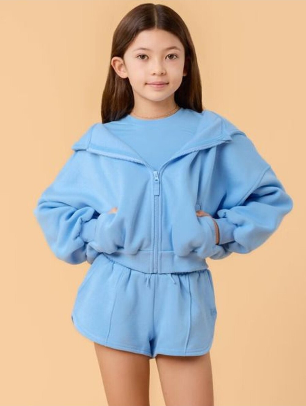 Blogilates Girls' Mommy & Me Marshmallow Hoodie Medium BlueSize S 6-7